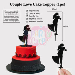 PartyCorp Valentines, Anniversary, Heart Decoration Kit Combo 27 Pcs - Red & Black Latex Balloon, I Love You Banner, Couple Love Cake Topper