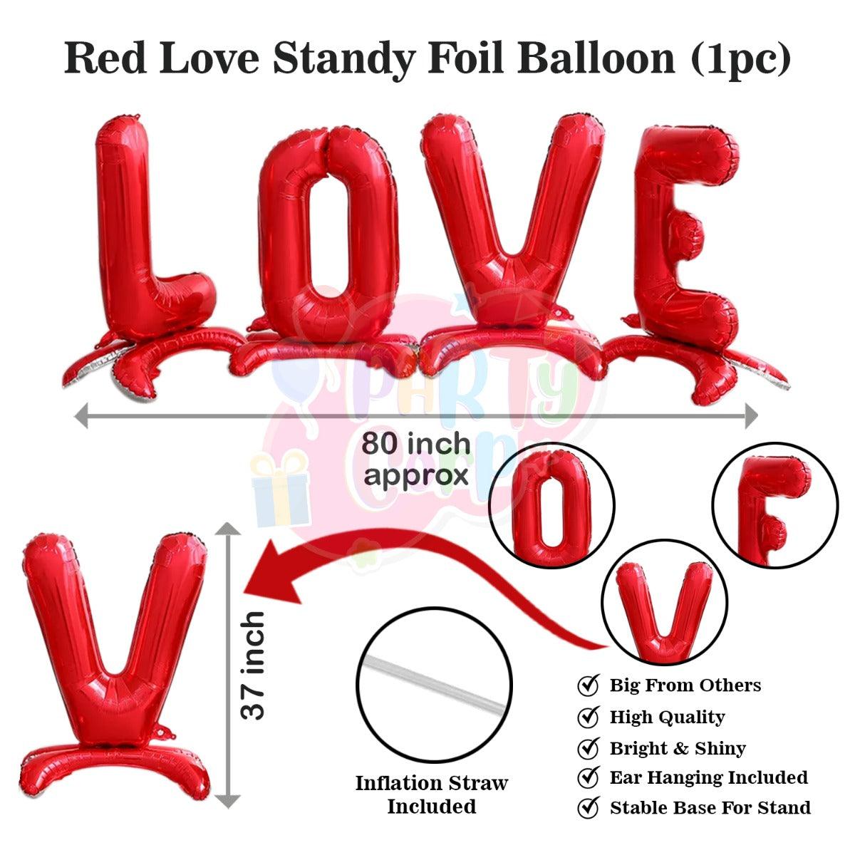 PartyCorp Valentines, Anniversary, Heart Decoration Kit Combo 40 Pcs -Red & White Latex, Red Heart Foil, Large Love Standing Foil Banner
