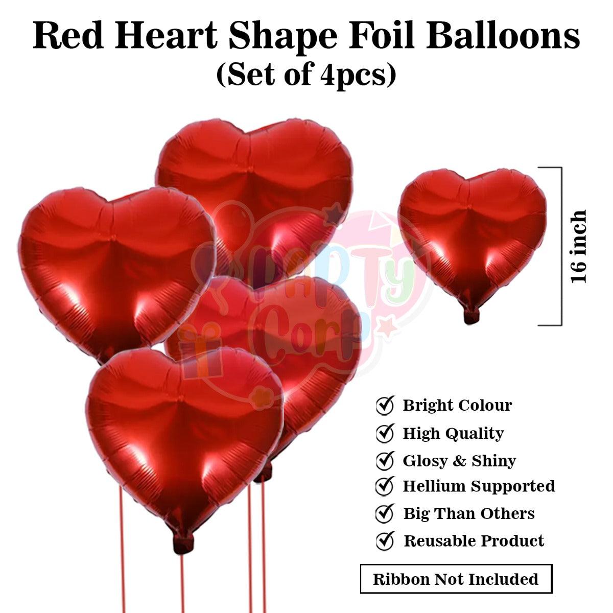 PartyCorp Valentines, Anniversary, Heart Decoration Kit Combo 5 Pcs - Gold I Love You Banner, Red Heart Foil