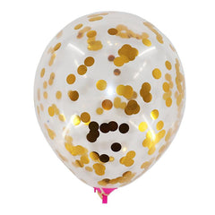PartyCorp White & Golden Confetti Balloon Bouquet Decoration Set, DIY Pack of 10