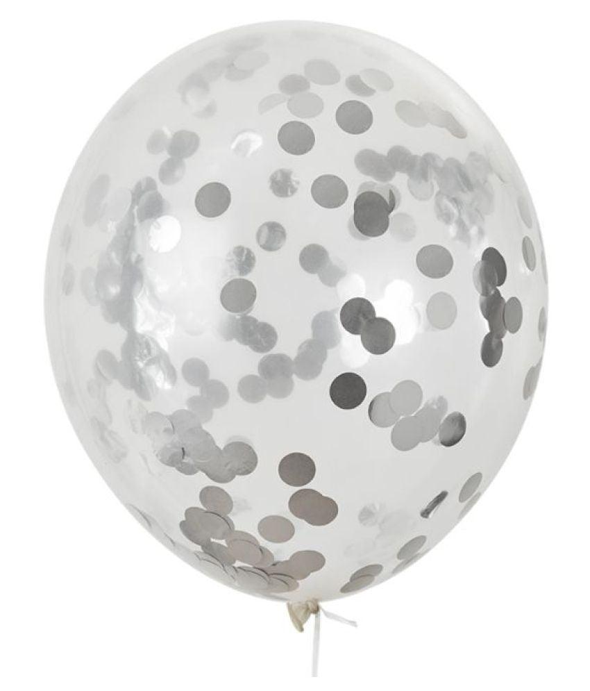 PartyCorp White & Silver Confetti Balloon Bouquet, Decoration Set, DIY Pack of 10
