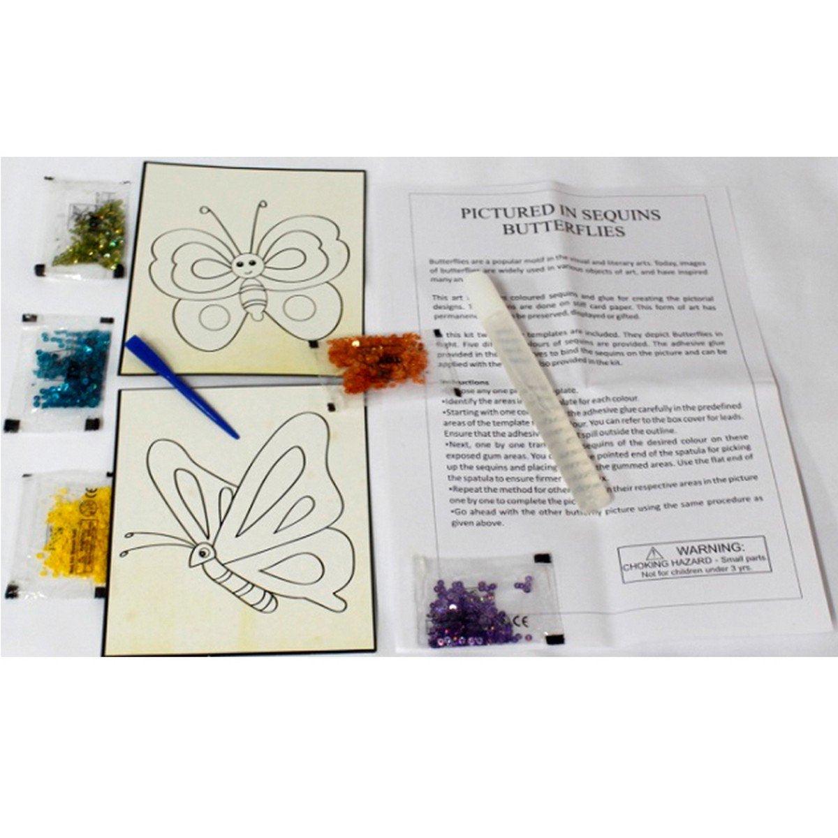 ToyKraft Pictured in Sequins Butter Flies, Art and Craft Kit, Sand Art, Sequin Art