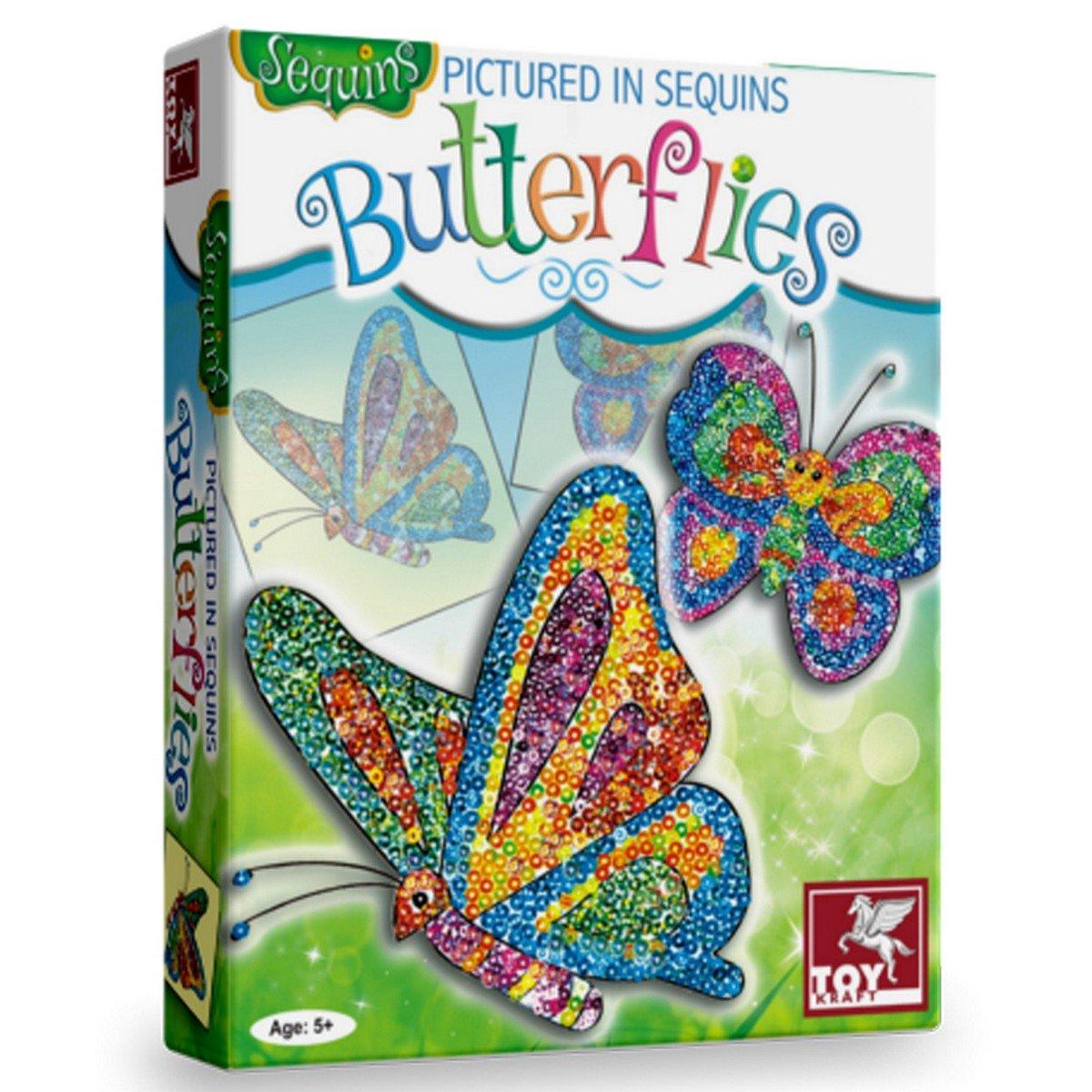 ToyKraft Pictured in Sequins Butter Flies, Art and Craft Kit, Sand Art, Sequin Art