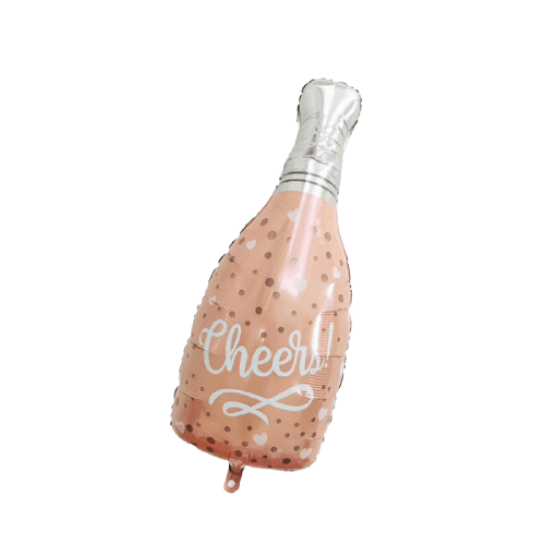 PartyCorp Cheers Wine and Champagne Bottle Foil and Rose Gold White Confetti Balloon Bouquet, Decoration Set for Birthday, Anniversary, Baby, Bridal Shower, DIY Pack of 9