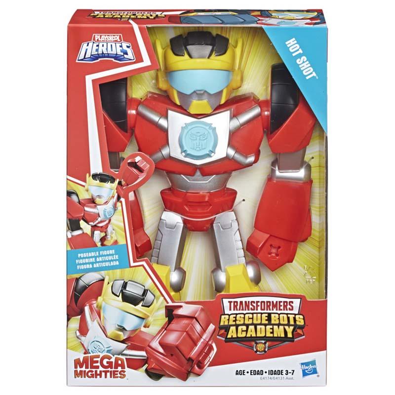 Playskool Heroes Transformers Rescue Bots Academy Mega Mighties Hot Shot Collectible 10-Inch Robot Action Figure, Toys for Kids Ages 3 and Up