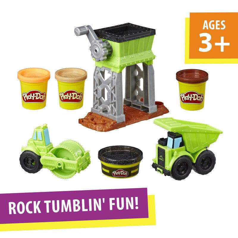 Play-Doh Wheels Gravel Yard Construction Toy with Non-Toxic Pavement Buildin' Compound Plus 3 Additional Colors