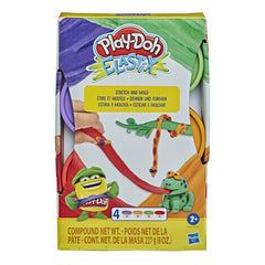 Play-Doh Elastix Compound 4-Pack of Stretchy Non-Toxic Play-Doh Colors for Kids 2 Years and Up, Bold Colors