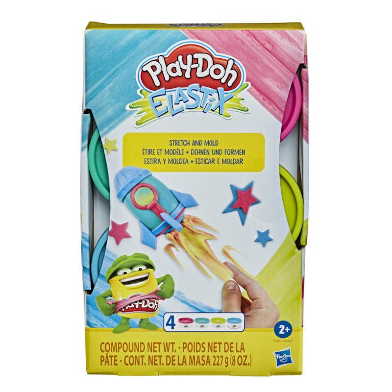 Play-Doh Elastix Compound 4-Pack of Stretchy Non-Toxic Play-Doh Colors for Kids 2 Years and Up, Bright Colors