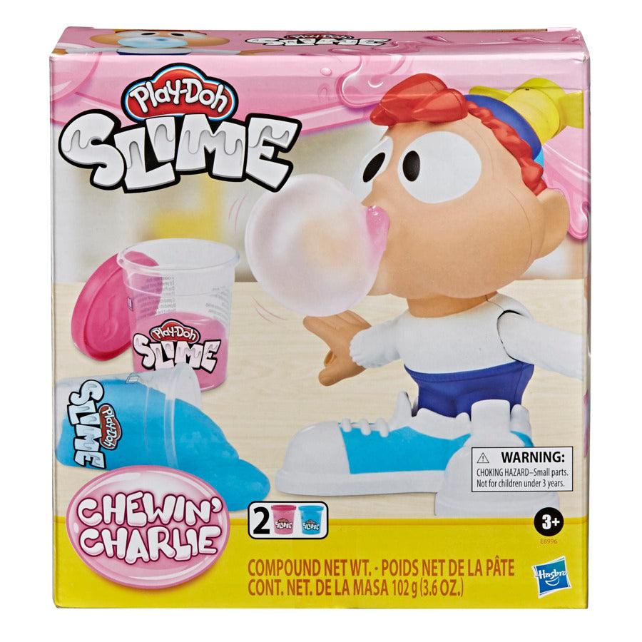 Play-Doh Slime Chewin' Charlie Slime Bubble Maker Toy for Kids 3 Years and Up with 2 Cans of Pink and Blue Slime Compound, Non-Toxic