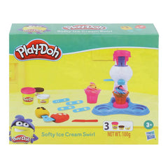 Play-Doh Softy Ice Cream Swirl Playset for Kids 3 Years and Up with 3 Non-Toxic Colors