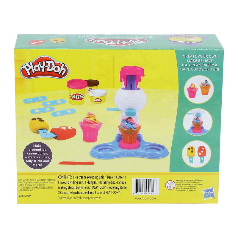 Play-Doh Softy Ice Cream Swirl Playset for Kids 3 Years and Up with 3 Non-Toxic Colors