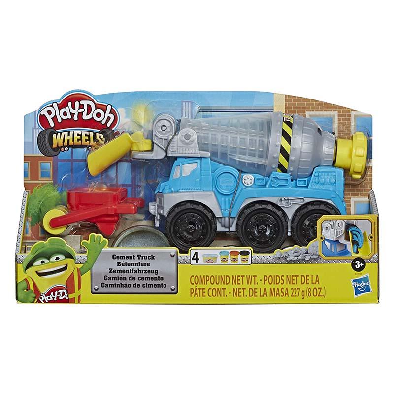 Play-Doh Wheels Cement Truck with Non-Toxic Play-Doh Cement-Colored Buildin' Compound Plus 3 Colors