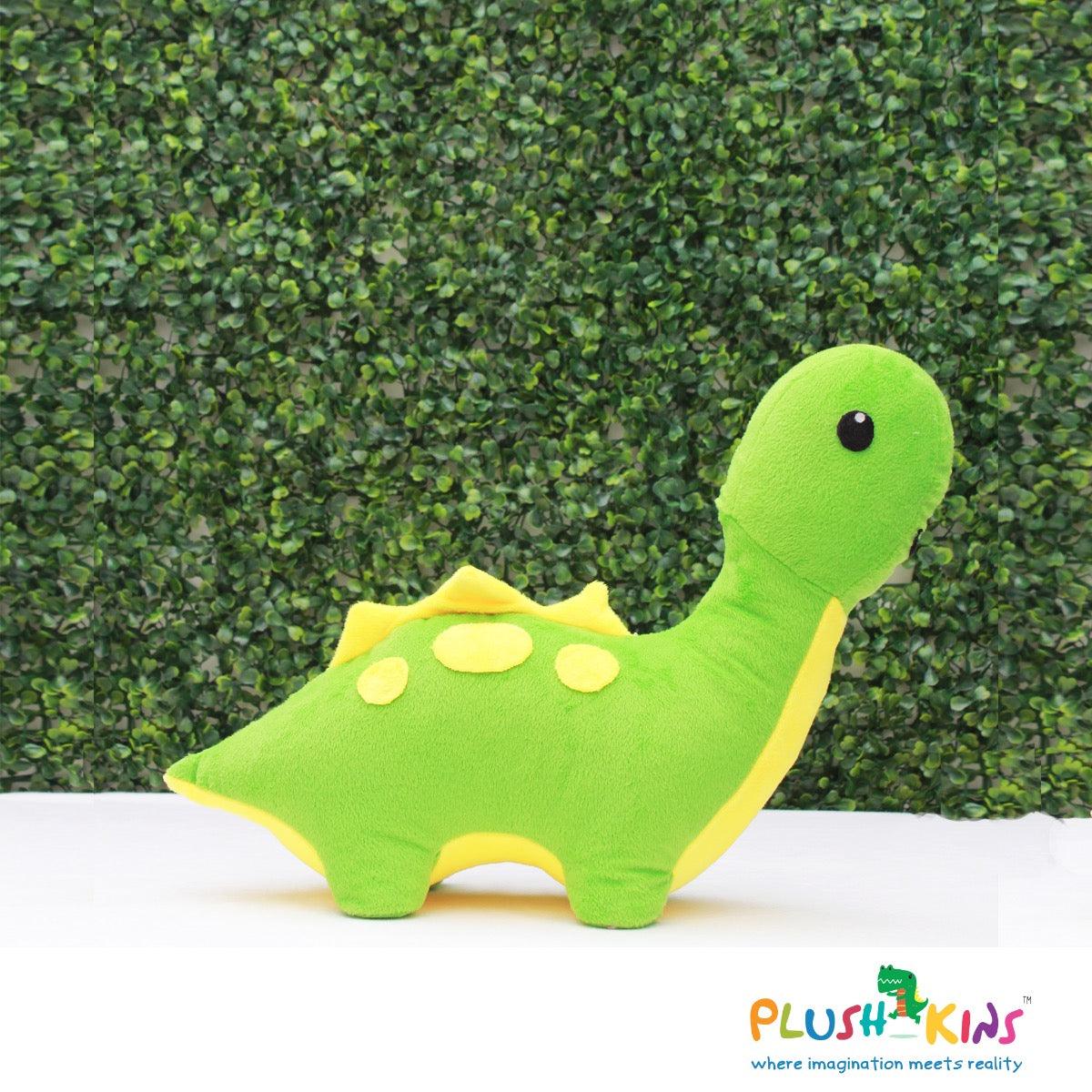 Plushkins Brontosaurus, Premium Green & Yellow Soft Toy for Kids, Aged 1-10 years, Extra Soft Stuffed Toy with Plyfibre Stuffing
