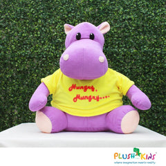 Plushkins Hippo, Premium Purple & Yellow Soft Toy for Kids, Aged 1-10 years, Extra Soft Stuffed Toy with Plyfibre Stuffing