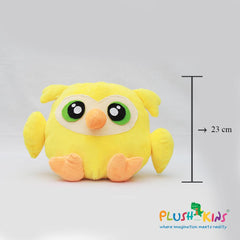 Plushkins Owl, Premium Yellow & Pink Soft Toy for Kids, Aged 1-10 years, Extra Soft Stuffed Toy with Plyfibre Stuffing