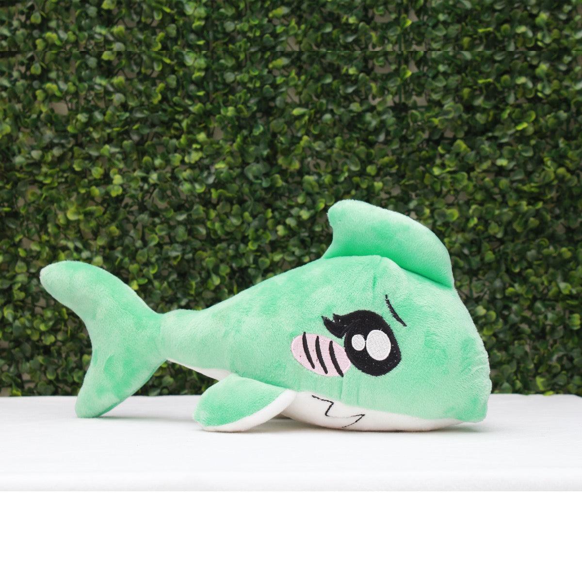 Plushkins Shark, Premium Green & White Soft Toy for Kids, Aged 1-10 years, Extra Soft Stuffed Toy with Plyfibre Stuffing