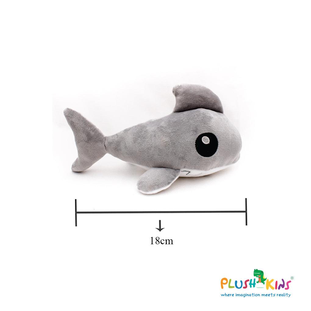 Plushkins Shark, Premium Grey & White Soft Toy for Kids, Aged 1-10 years, Extra Soft Stuffed Toy with Plyfibre Stuffing