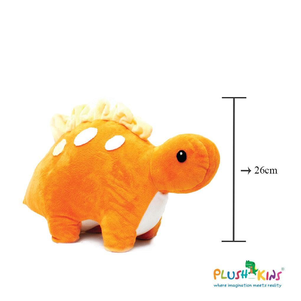 Plushkins Stegosaurus Dino, Premium Orange Soft Toy for Kids, Aged 1-10 years, Extra Soft Stuffed Toy with Plyfibre Stuffing