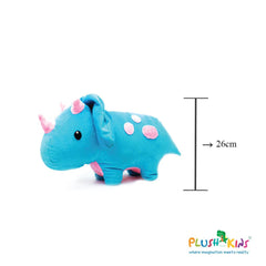Plushkins Triceratops Dino, Premium Blue & Pink Soft Toy for Kids, Aged 1-10 years, Extra Soft Stuffed Toy with Plyfibre Stuffing
