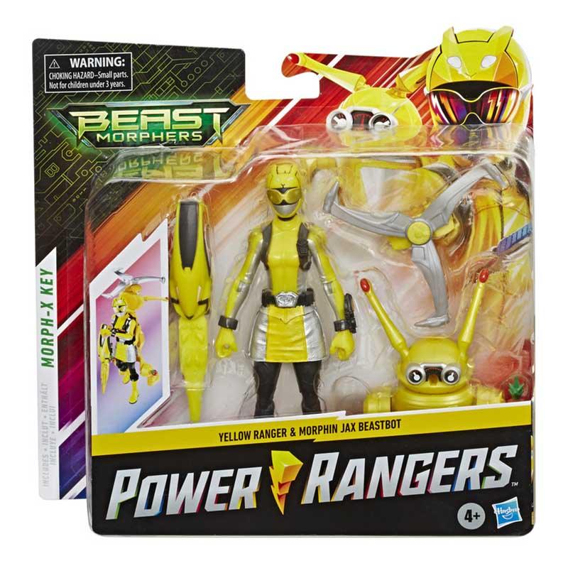 Power Rangers Beast Morphers Yellow Ranger and Morphin Jax Beast Bot 6-Inch Action Figure 2-Pack Toys Inspired by the Power Rangers TV Show