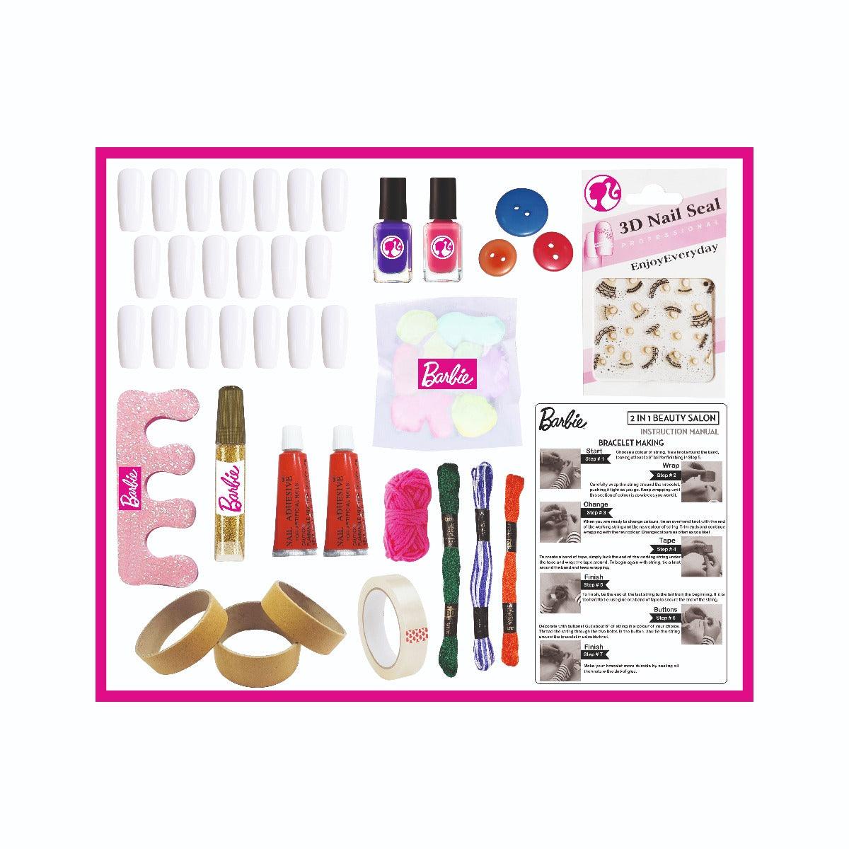 Barbie 2 in 1 Beauty Salon Nail Art and Bracelet Making Kit