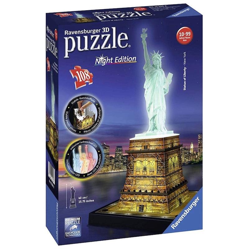 Ravensburger 3D Puzzles Statue of Liberty at Night, Multi Color (108 Pieces)