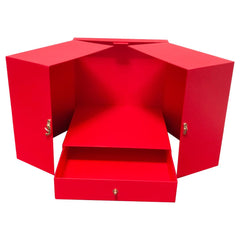 PartyCorp Card Board Surprise Cake Box with One Drawer Gift Box for DIY Customized Photo and Party Decoration - Red