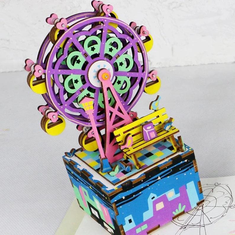Robotime Ferris Wheel Hand Crank 3D Wooden Music Box Kit