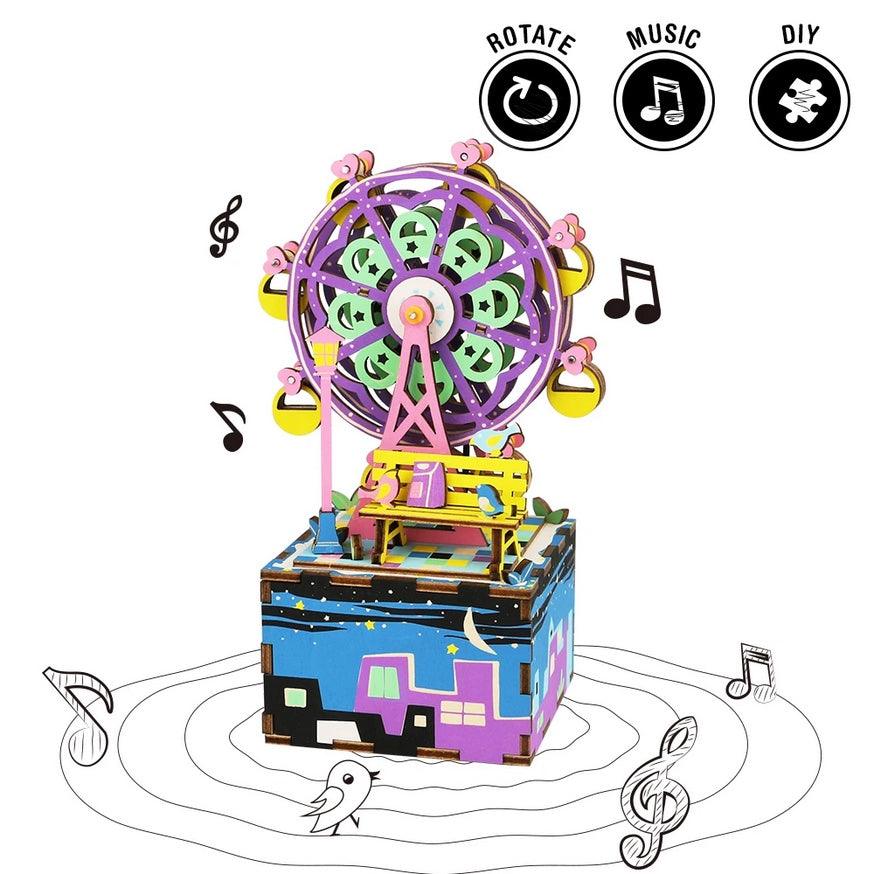 Robotime Ferris Wheel Hand Crank 3D Wooden Music Box Kit