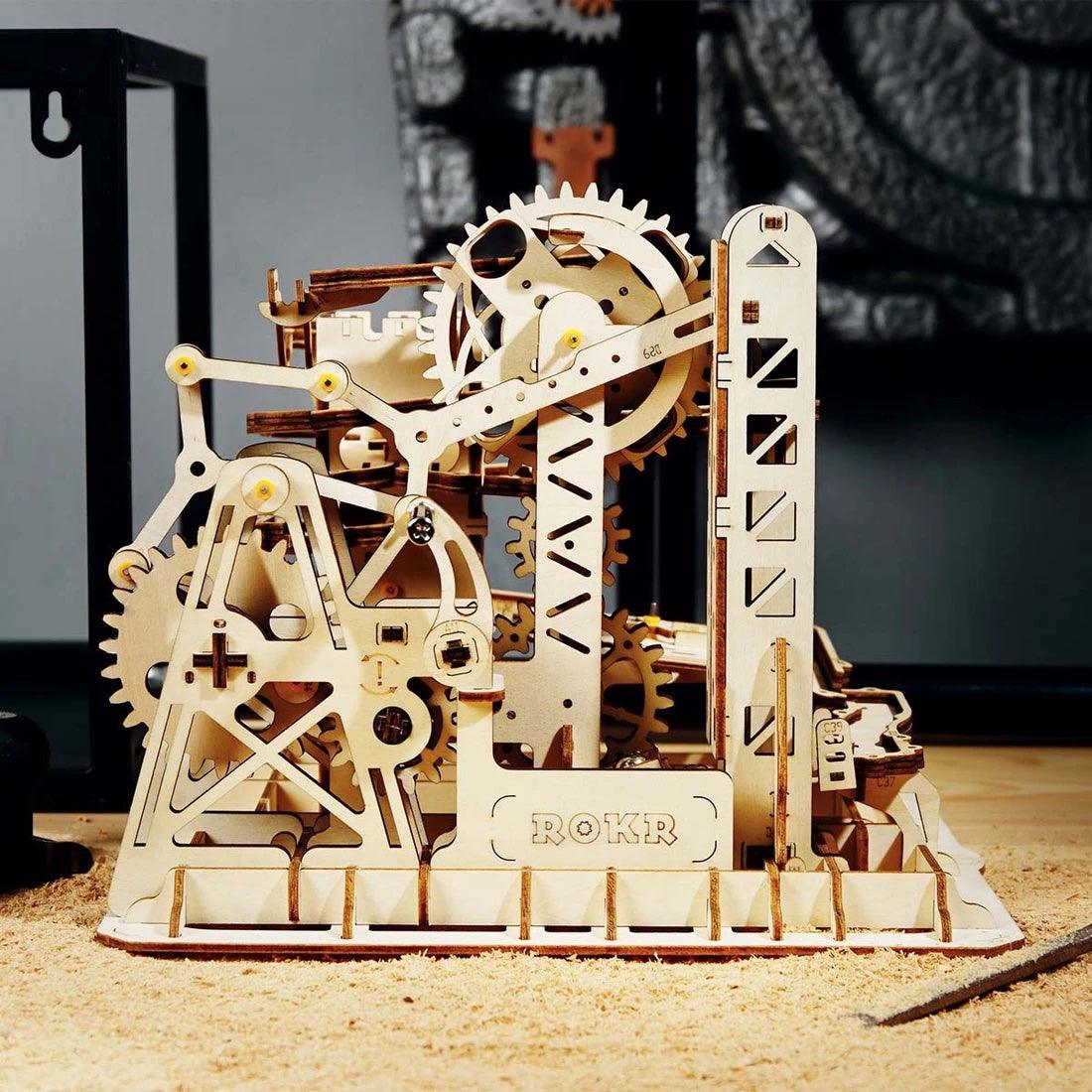 Robotime ROKR Marble Climber 3D Wooden Puzzle Roller Coaster Mechanical Model Self Craft