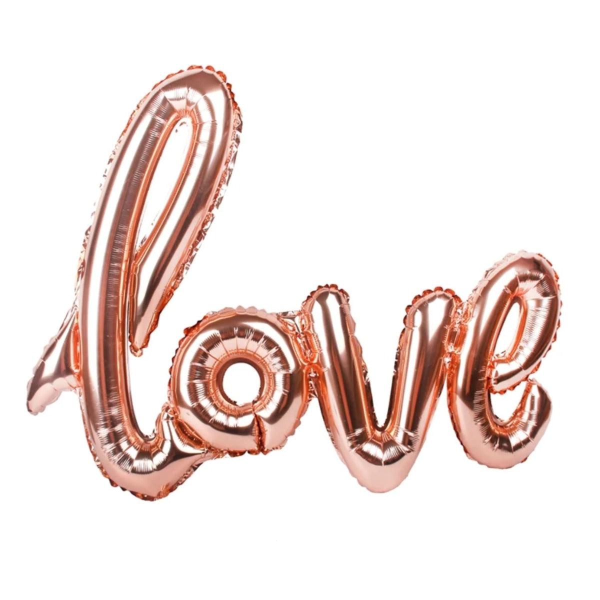 PartyCorp Rose Gold Cursive Big Love Alphabet/Letter Foil Balloon Banner Decoration Set, 1 pc