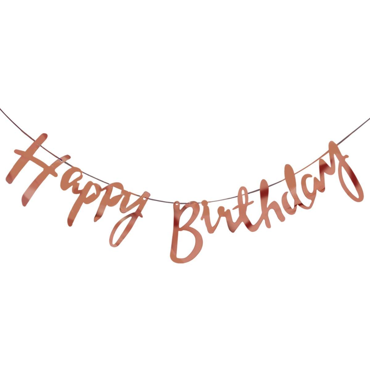 PartyCorp Rose Gold Happy Birthday Alphabets Letters Banner Decoration for All Ages, Birthday Party Supplies