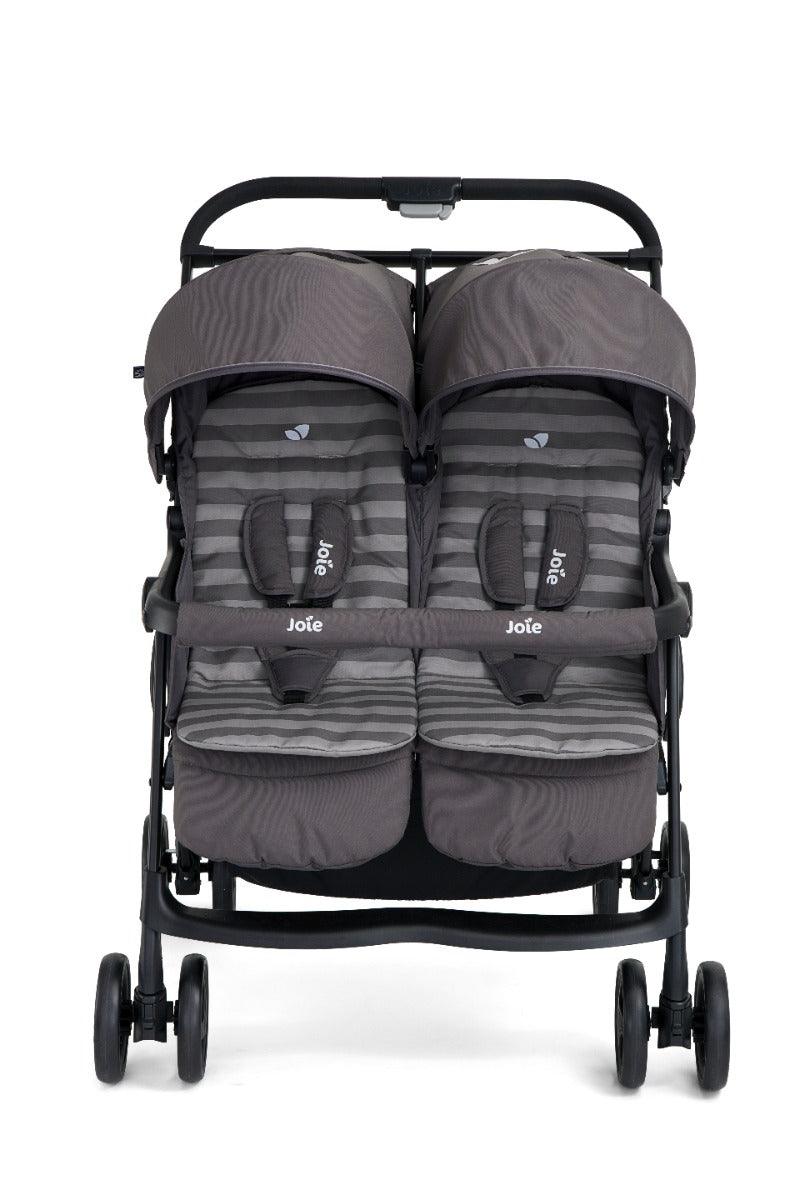 Joie Aire Twin Dark Pewter - Double Baby Stroller Rain Cover With Single Touch Brake for Ages 0-3 Years