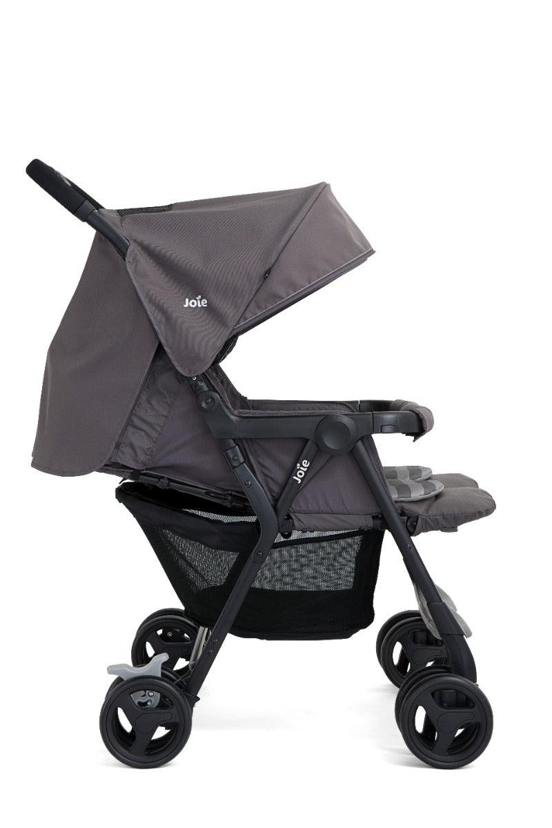 Joie Aire Twin Dark Pewter - Double Baby Stroller Rain Cover With Single Touch Brake for Ages 0-3 Years