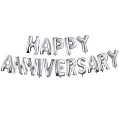 PartyCorp Silver Happy Anniversary Alphabet/Letter Foil Balloon Banner Decoration Set, 1 pc