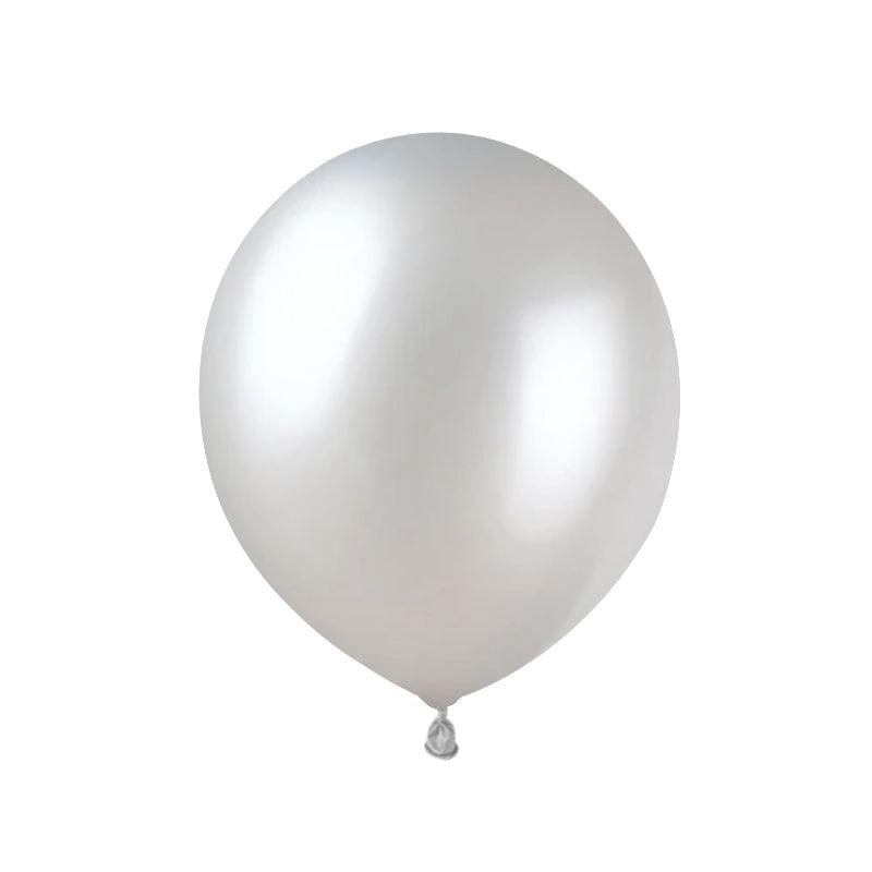 PartyCorp Silver Metallic Latex Balloon For Party Decorations, DIY Pack of 4