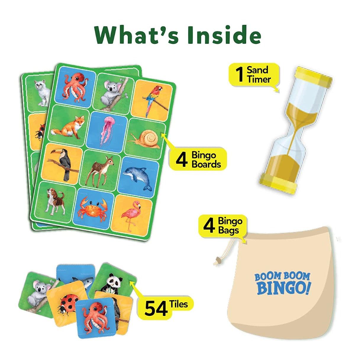 Skillmatics Boom Boom Bingo! Animal World - Board Game For Ages 4-7 Years