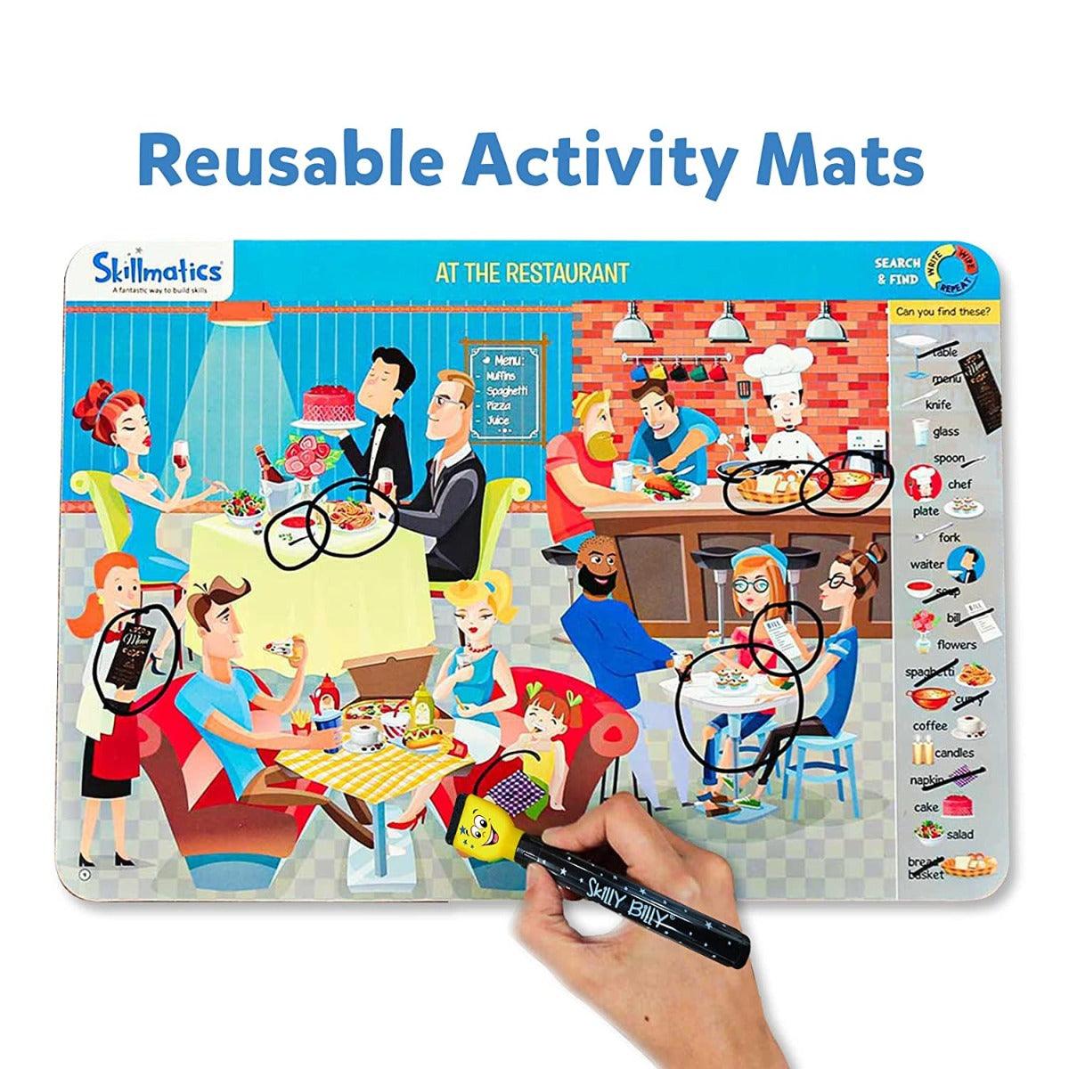 Skillmatics Educational Game - Search and Find Reusable Activity Mats with 2 Marker Pens Gifts & Preschool Learning for Ages 3 to 6