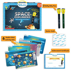 Skillmatics Educational Game: Space Explorers (6-9 Years) | Fun Learning Activities for Kids | Write and Wipe Activity Mats