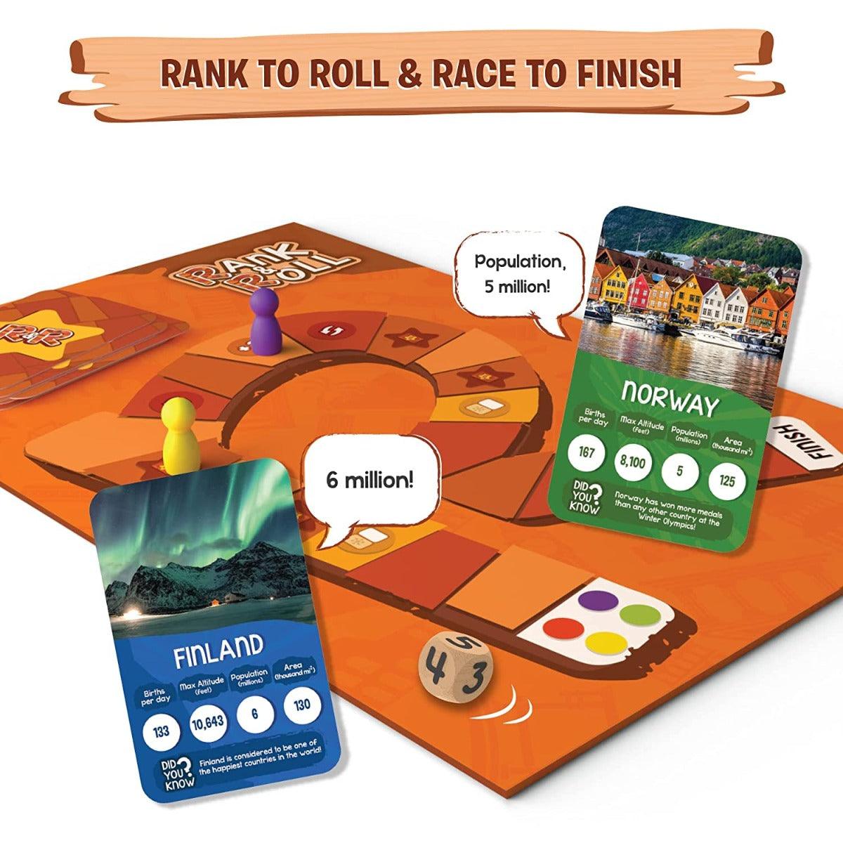 Skillmatics Rank & Roll Countries of The World - Trump Card Board Game For Ages 8+