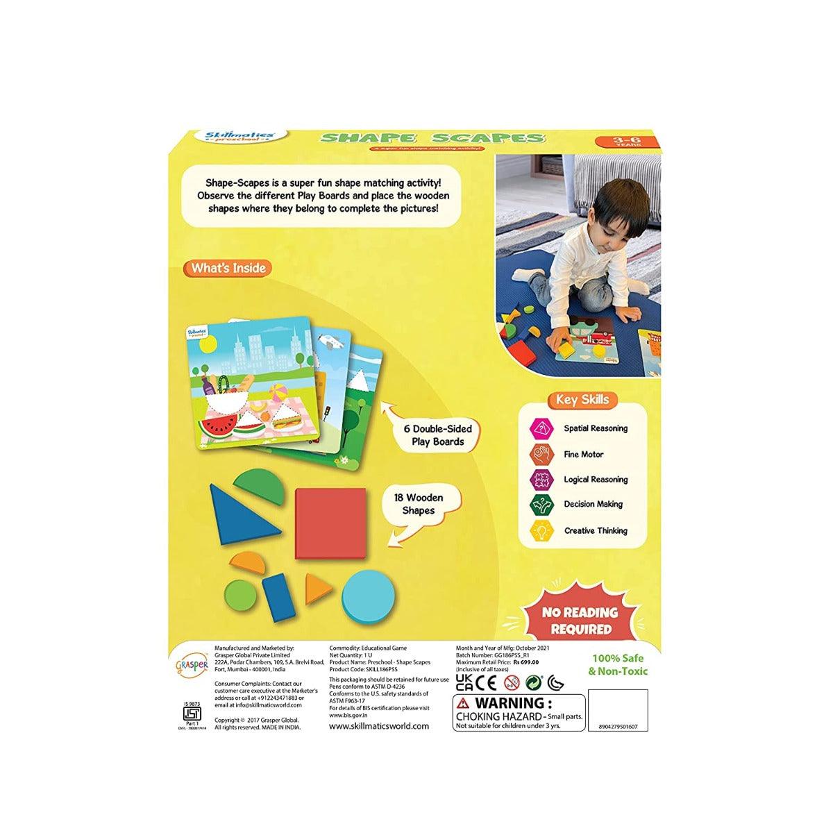 Skillmatics Shapes Scapes - Shape Matching Activity Educational Game for Ages 3-6 Years