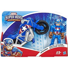 Super Hero Adventures Marvel Super Hero Adventures Captain America, 5-Inch Figure and Motorcycle Set, Collectible Toys for Kids Ages 3 and Up