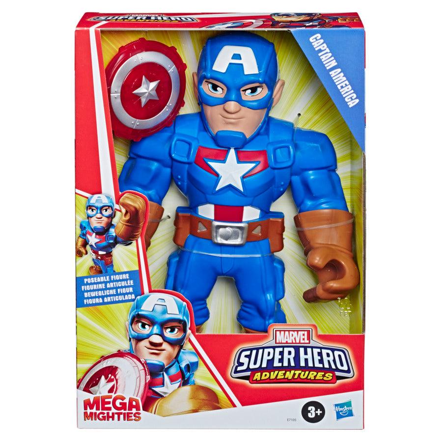 Super Hero Adventures Playskool Heroes Mega Mighties Marvel Captain America, Collectible 10-Inch Action Figure, Toys for Kids Ages 3 and Up