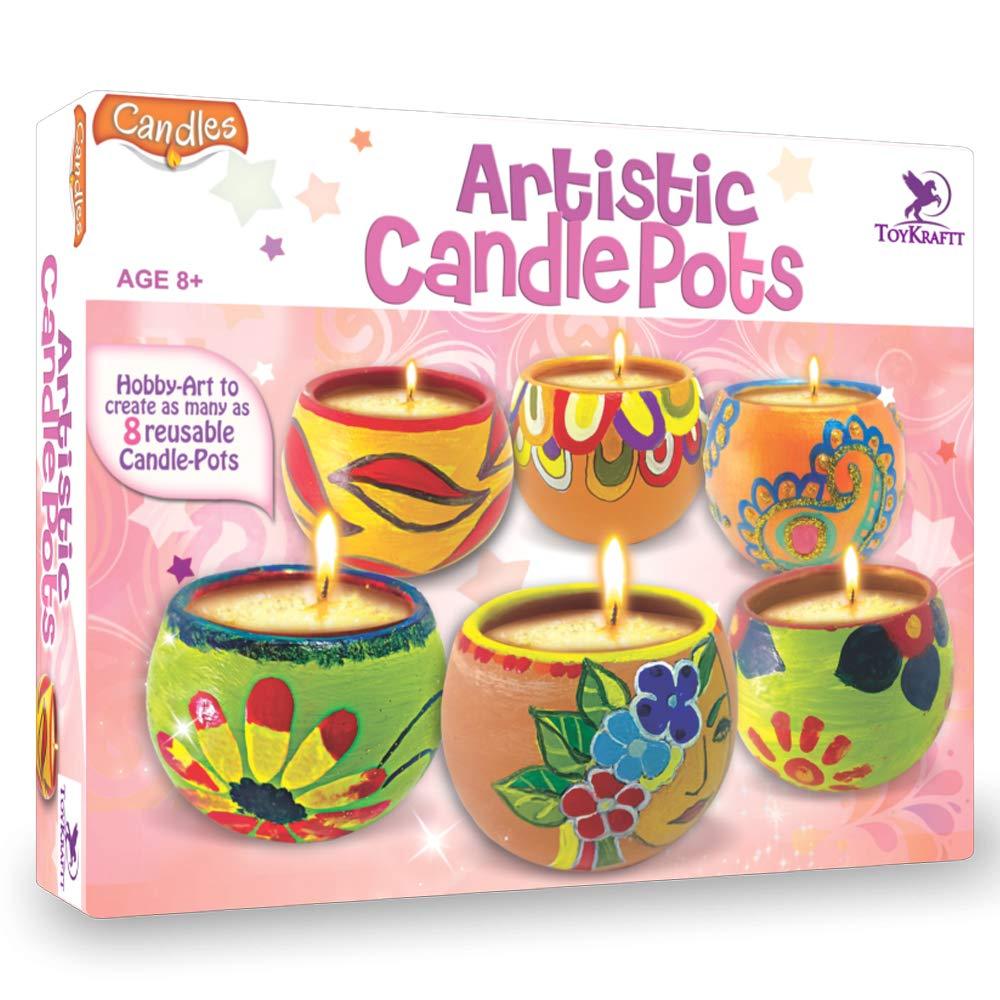 ToyKraft Terracotta Artistic Candle Pots- Candle Making Kit for Kids Ages 8-15 years