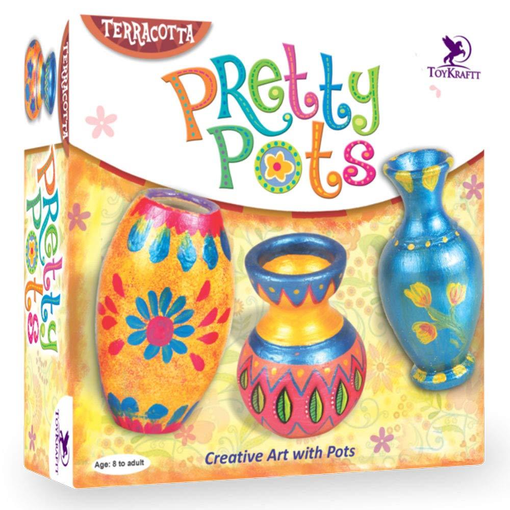 Toykraft Terracotta Pretty Pots - DIY Painting Kit for Kids Ages 8-15 years