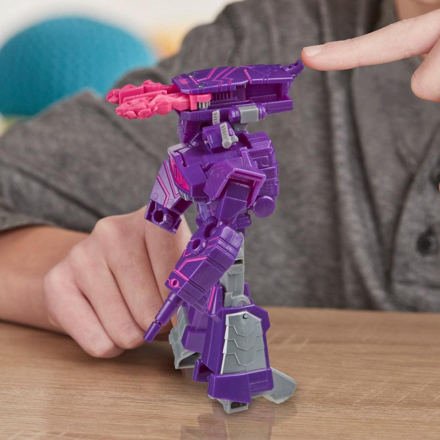 Transformers Bumblebee Cyberverse Adventures Warrior Class Shockwave Action Figure Toy, Repeatable Attack Move