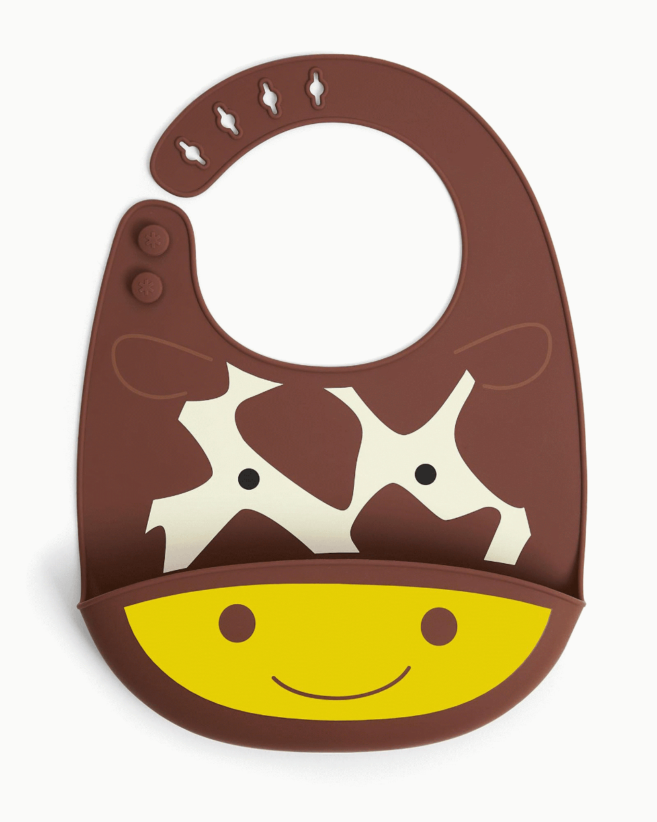 Skip Hop Zoo Fold & Go Silicone Bib Giraffe - Feeding Accessory For Ages 1-3 Years